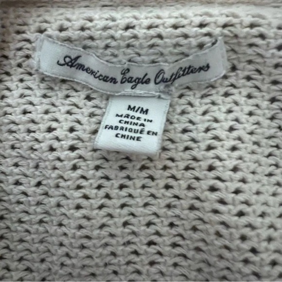 American Eagle Cardigan Zip Sweater Women's Medium Ivory Lightweight Open Knit - Picture 6 of 9